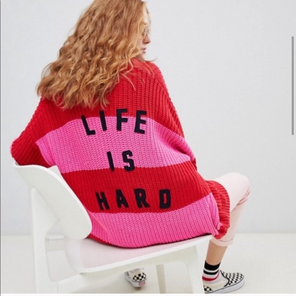 Lazy Oaf Life is Hard Oversized cardigan